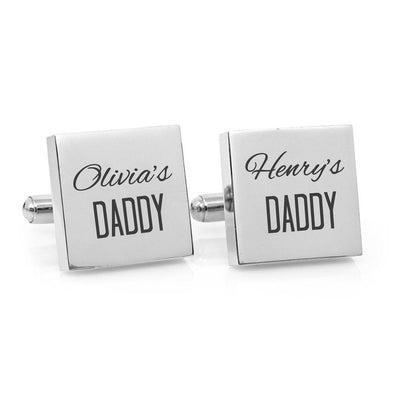 That's My Daddy – Engraved square silver and black cufflinks - Script font