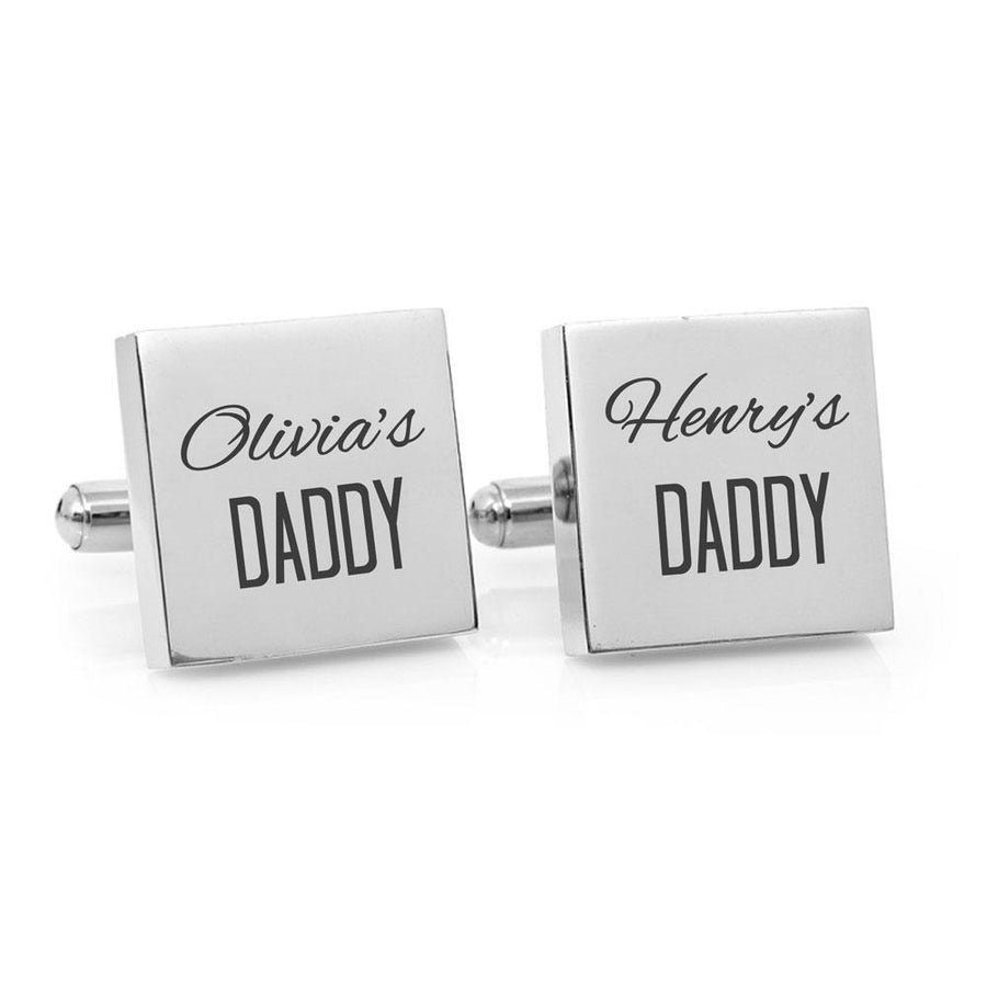 That's My Daddy – Engraved silver square cufflinks - Script font