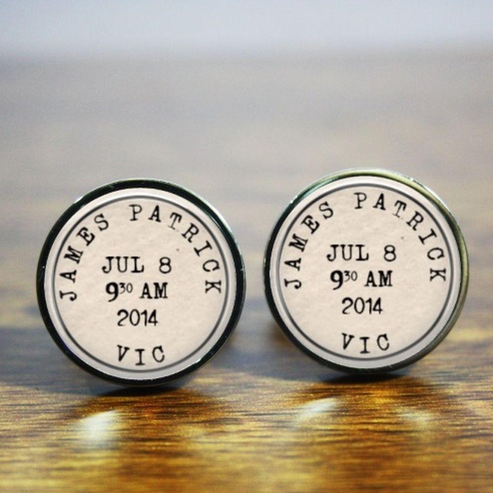 Birth Celebration – one to two children – round stainless steel cufflinks