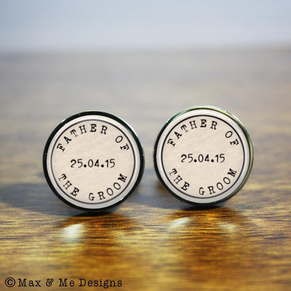 Father of the Groom – round stainless steel cufflinks