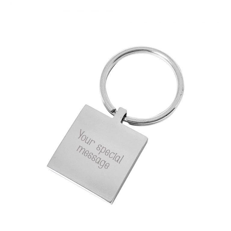 Hurry Home Mummy – Engraved silver square personalised keyring