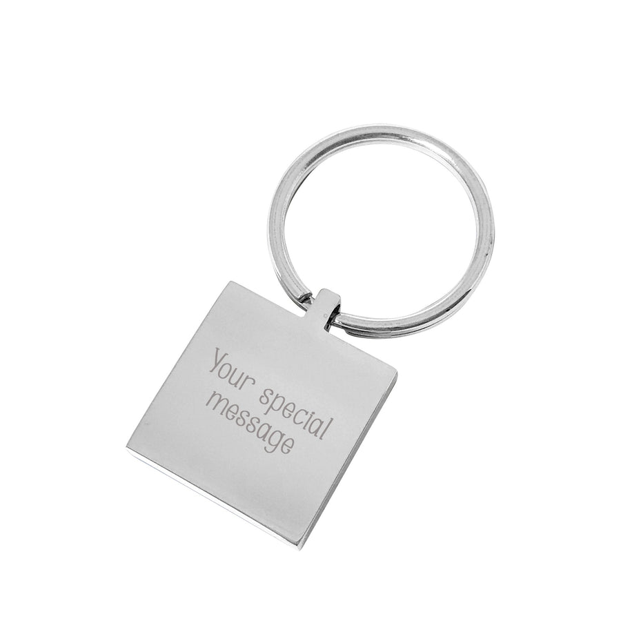 Hurry Home Daddy – Engraved silver square personalised keyring