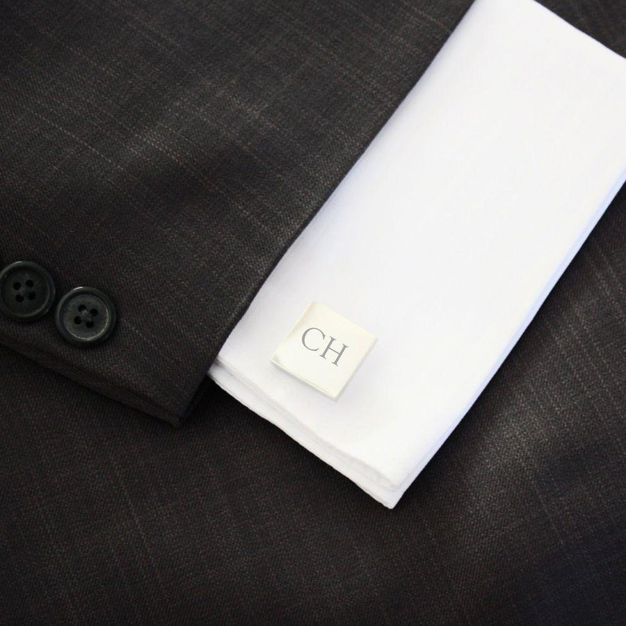 Classic Monogram – square stainless steel cufflinks