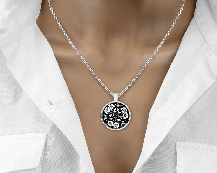 Butterfly Mandala - Black - Love Lucy Silver Pendant