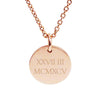 Rose Gold Engraved Personalised Pendant – Roman numerals