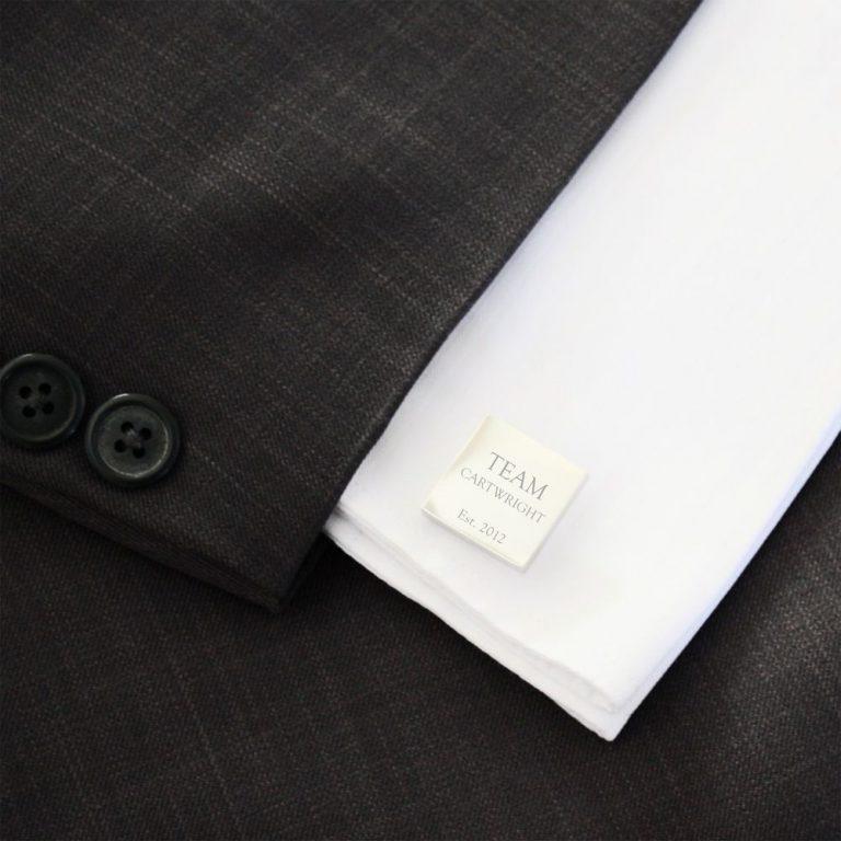 Dad Est – Engraved square stainless steel cufflinks