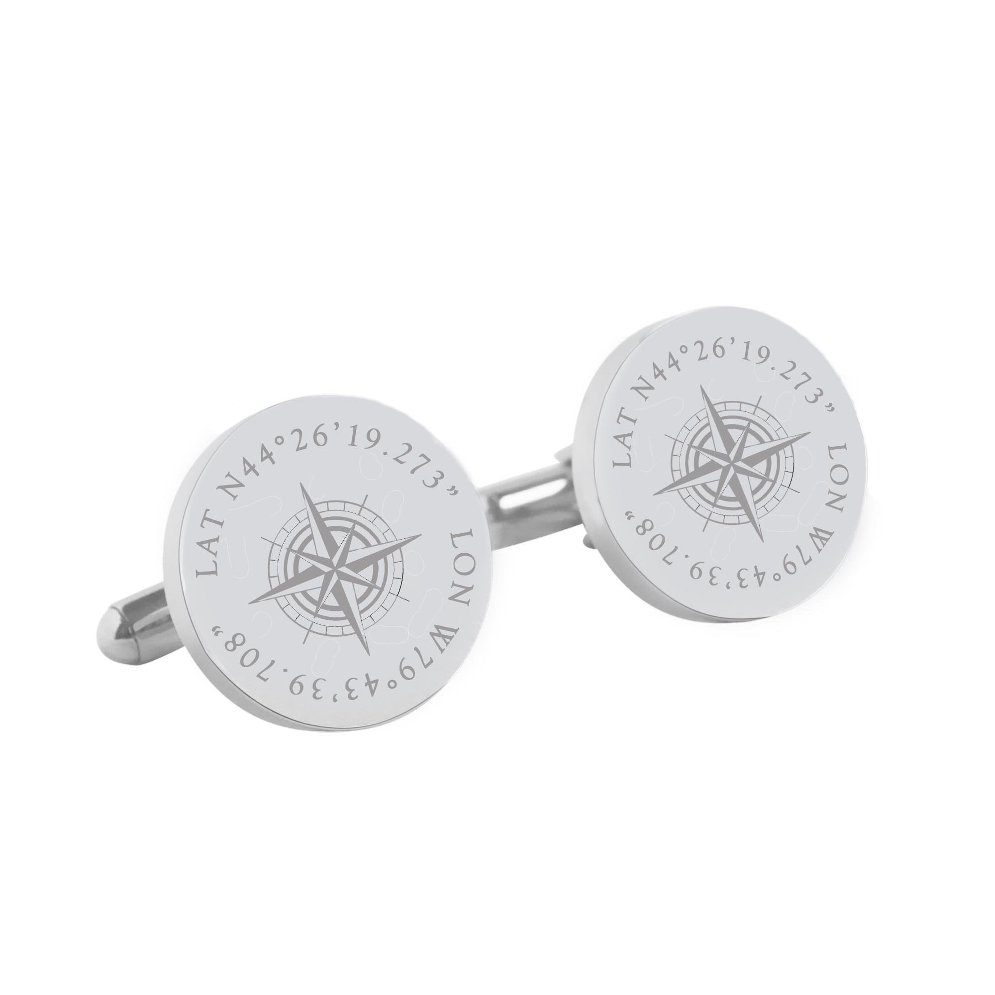 Co-ordinates – round stainless steel cufflinks