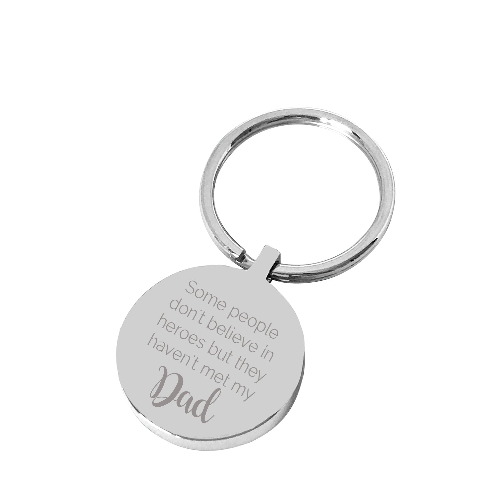 My Dad, the hero – Silver engraved personalised keyring