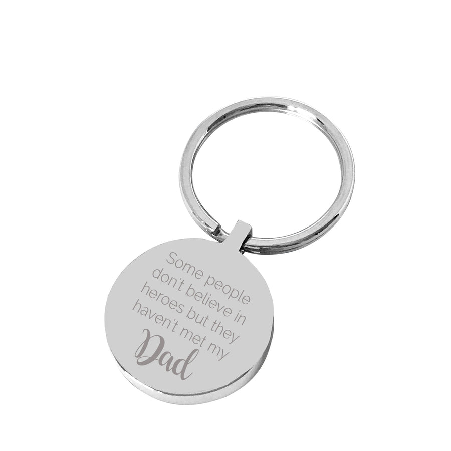 My Dad, the hero – Silver engraved personalised keyring