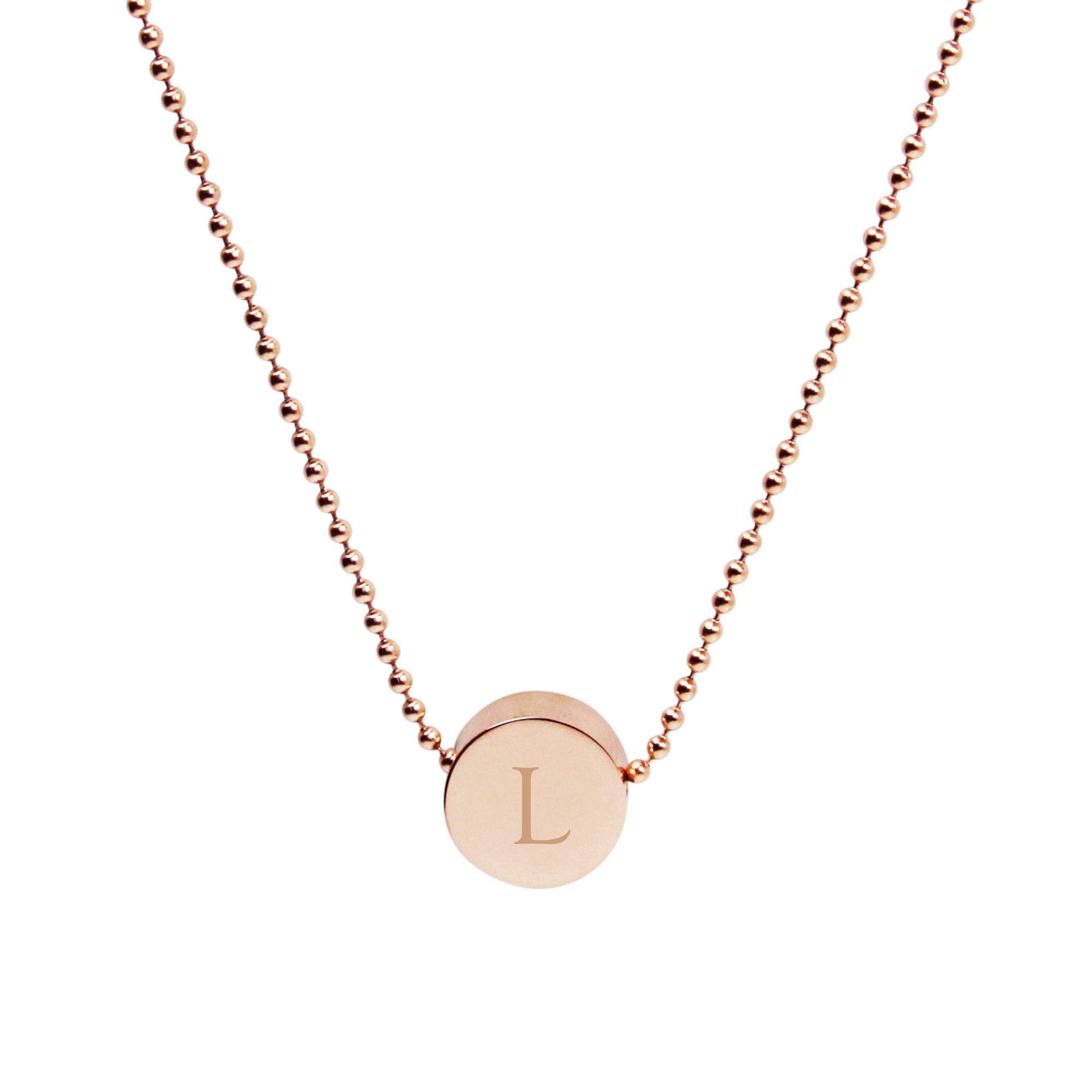 Engraved Letter Monogram Rose Gold Slider pendant (3 font options)