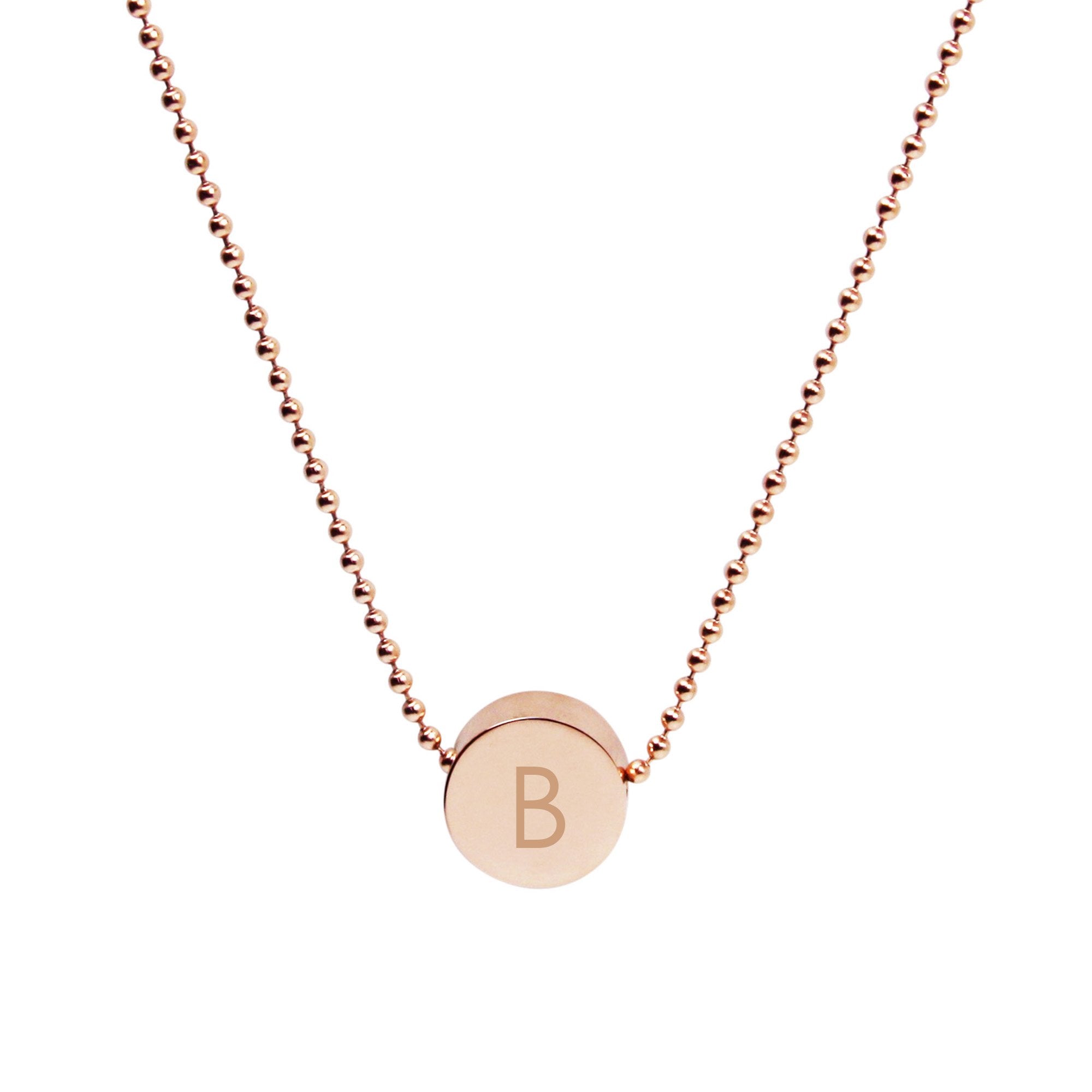 Engraved Letter Monogram Rose Gold Slider pendant (3 font options)