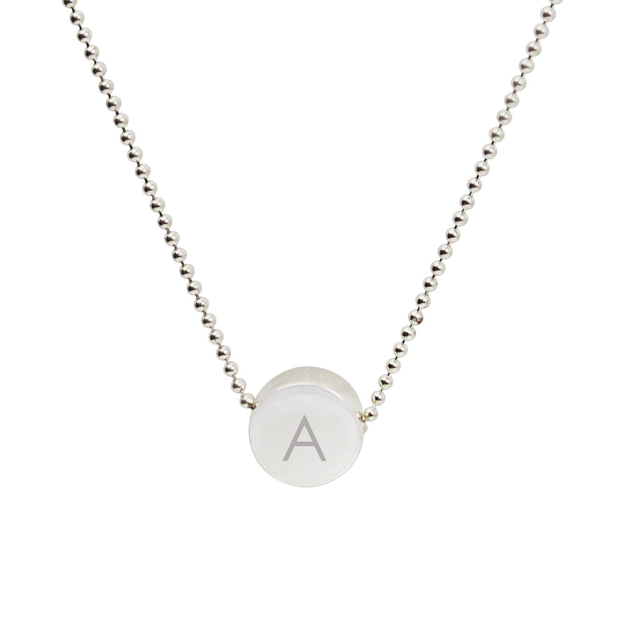 Engraved Letter Monogram Silver Slider pendant (3 font options)