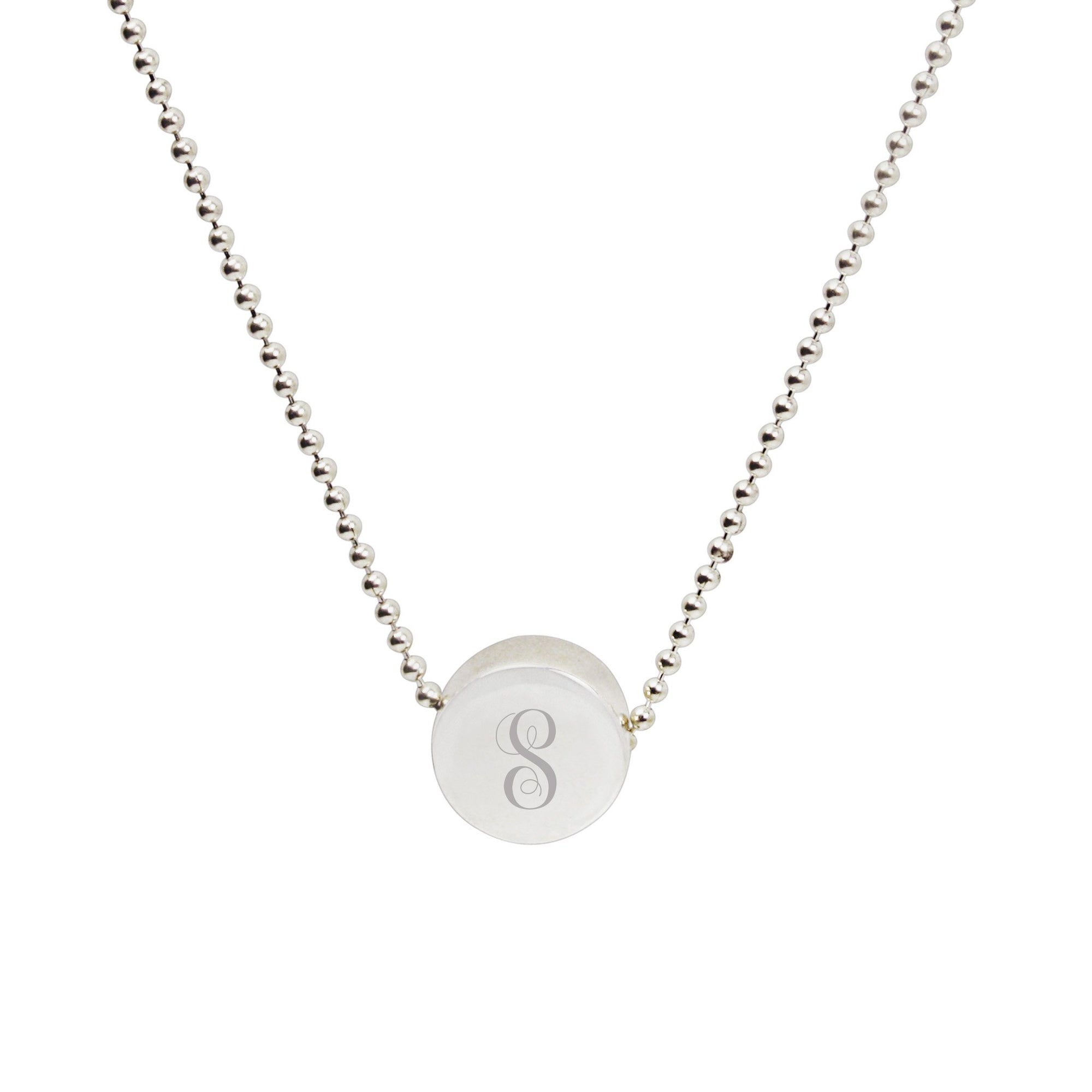 Engraved Letter Monogram Silver Slider pendant (3 font options)