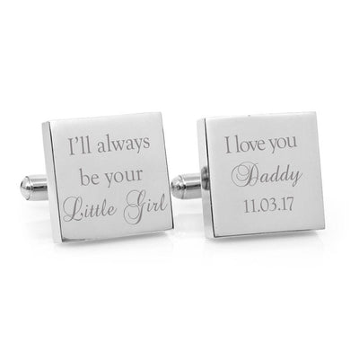 I’ll always be your little girl – Engraved square stainless steel cufflinks for the Father of the Bride