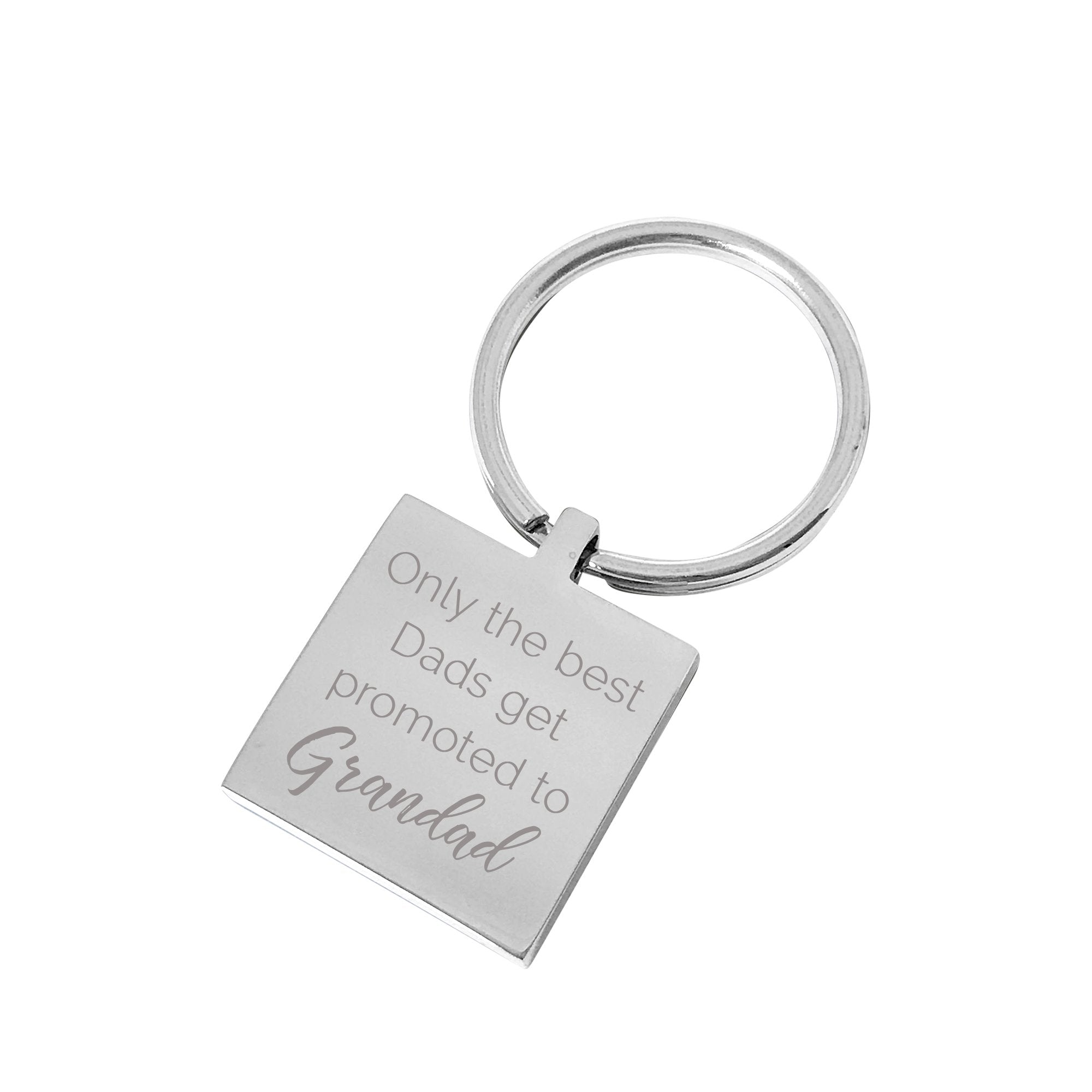 Best Dads Promoted to Grandpa – Engraved silver square personalised keyring