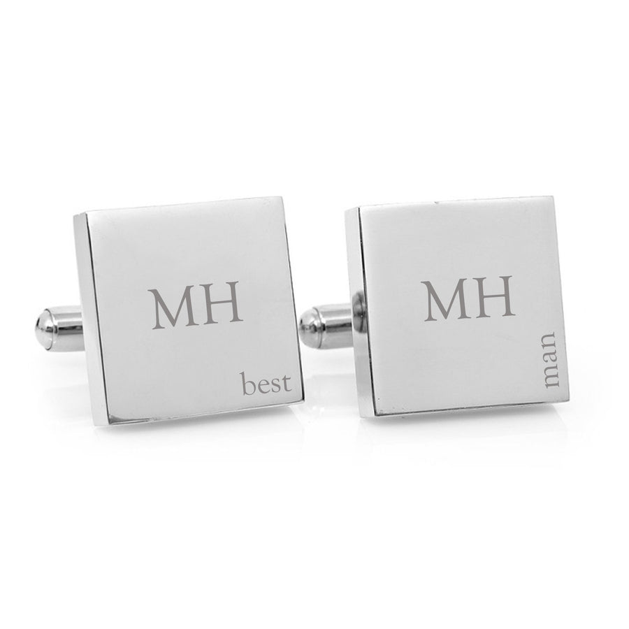 Best Man – Minimalist Engraved square stainless steel cufflinks
