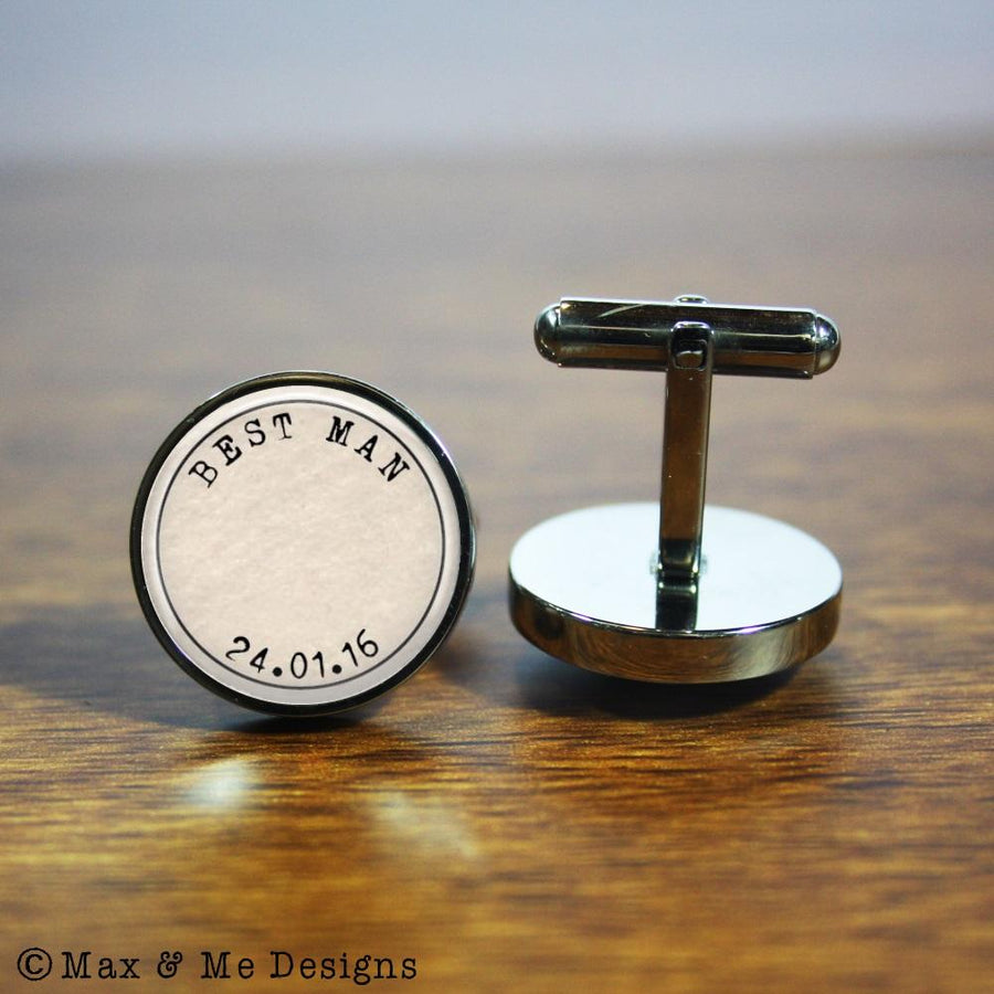 Best Man – round stainless steel cufflinks