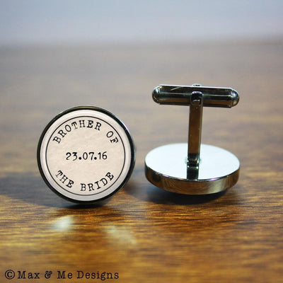 Brother of the Bride – round stainless steel cufflinks