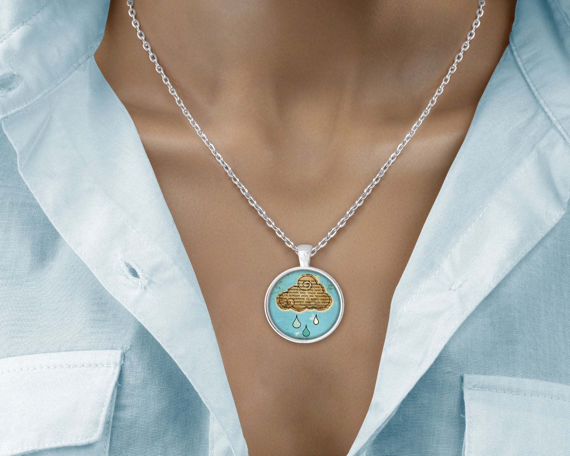 After the Storm - Love Lucy Green & Silver Pendant