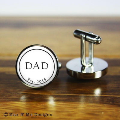 Dad Est. – round stainless steel cufflinks