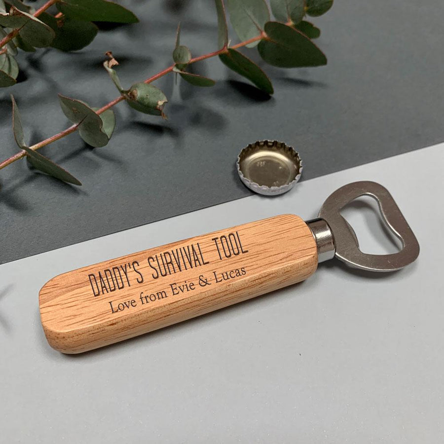 Wooden bottle opener - Parenting survival tool