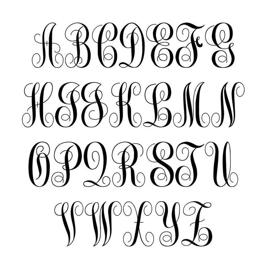 Silver Engraved Monogram Letter Bracelet - Script font