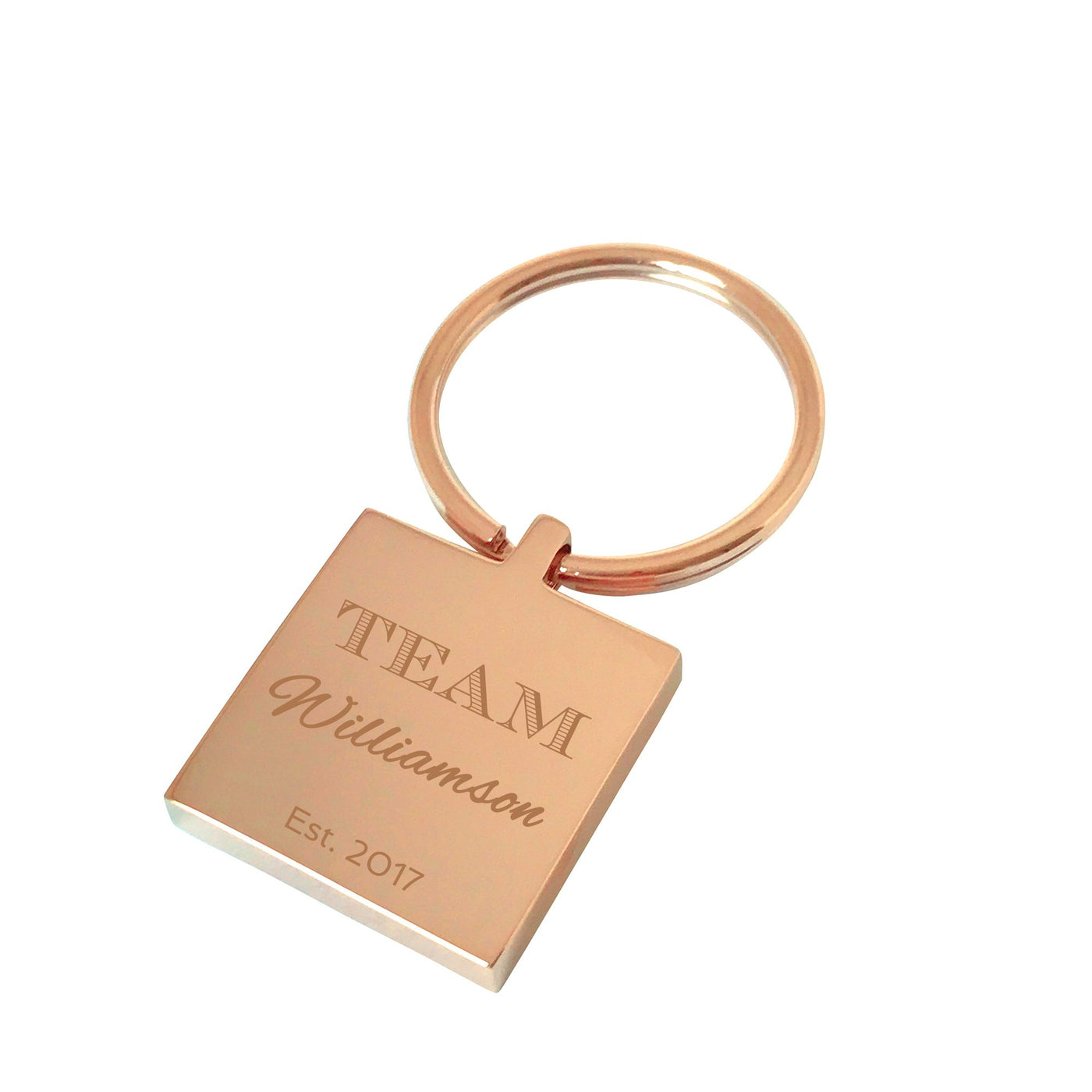 My Family, My Team – Rose gold engraved personalised keyring
