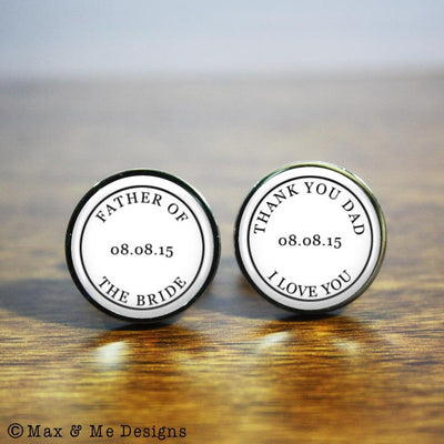 Father of the Bride, Thank you Dad – Round stainless steel cufflinks