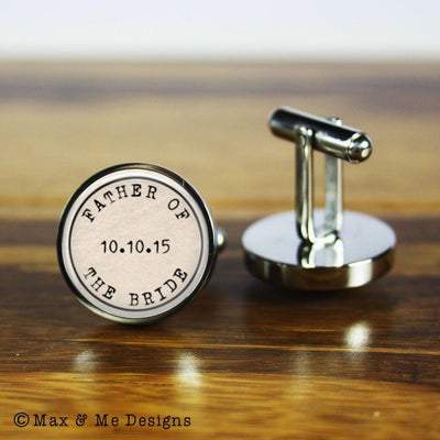 Father of the Bride – round stainless steel cufflinks