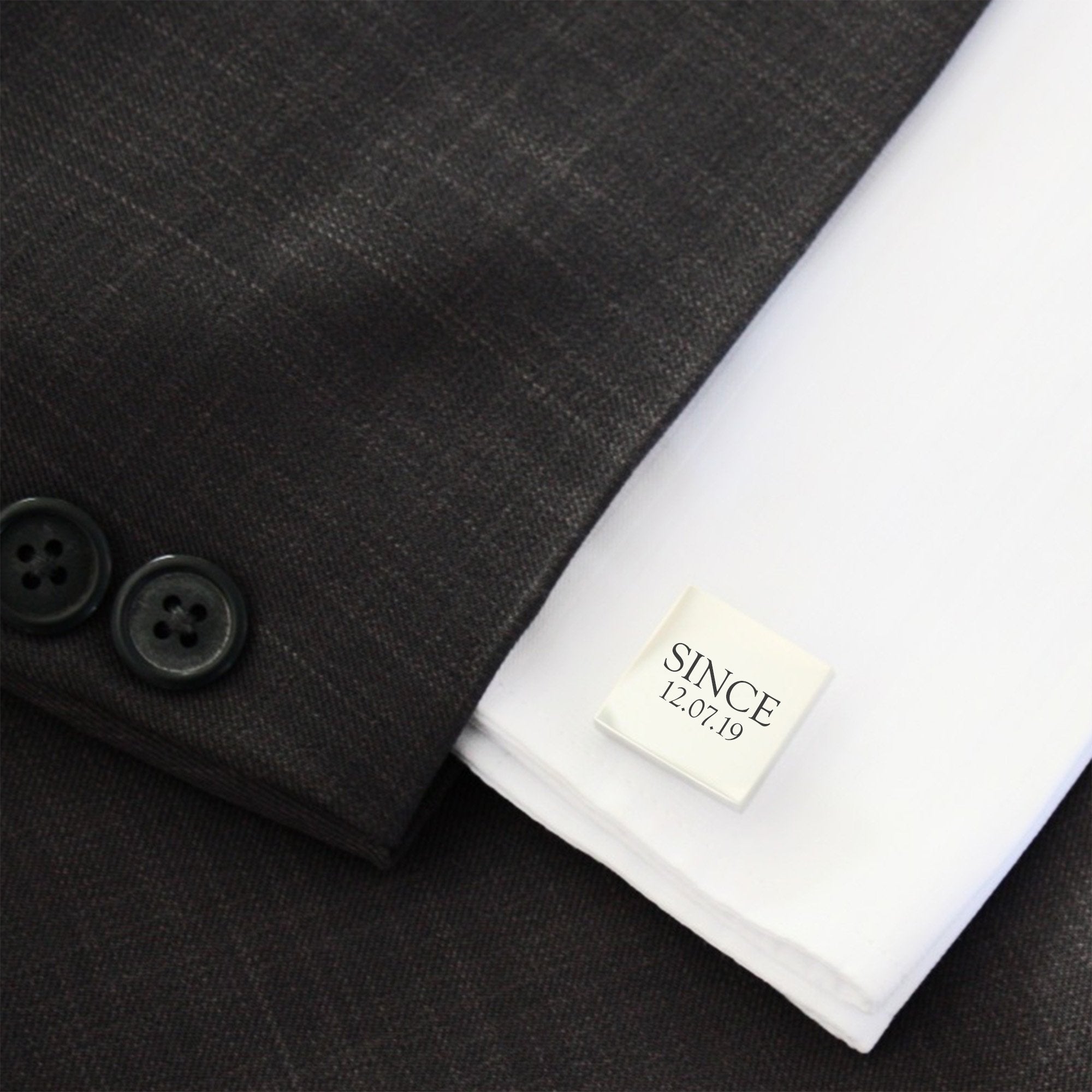 Dad Since – personalised square stainless steel cufflinks