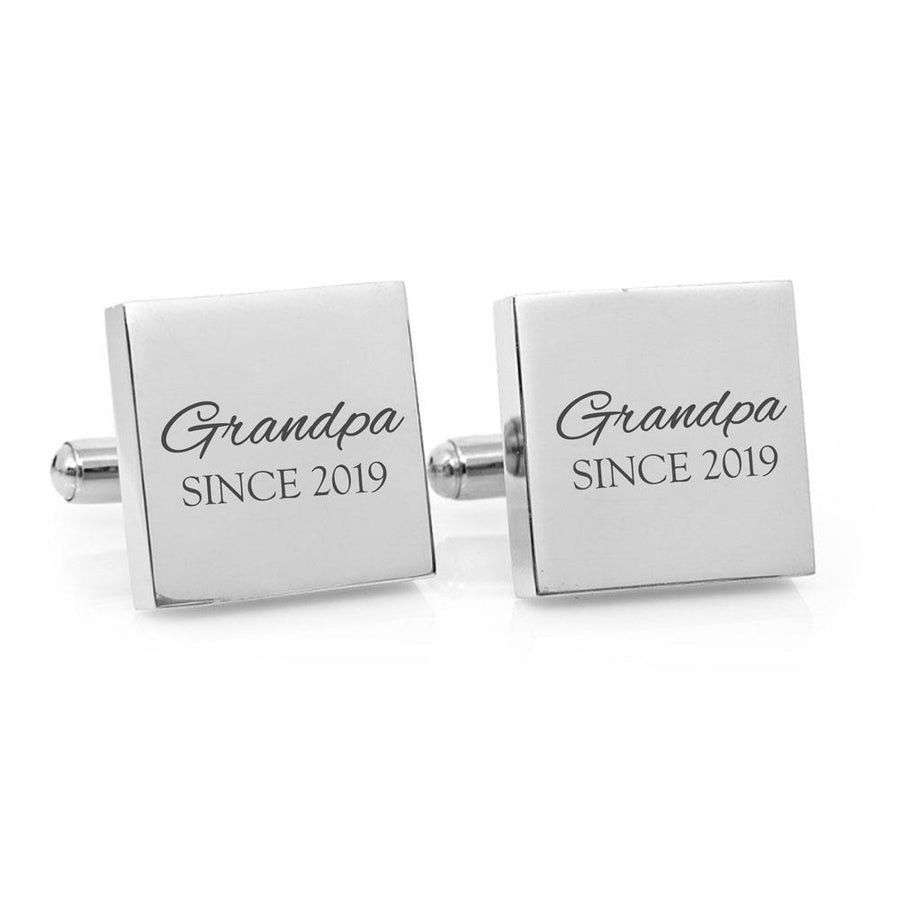 Daddy Since – personalised square silver cufflinks - Script font