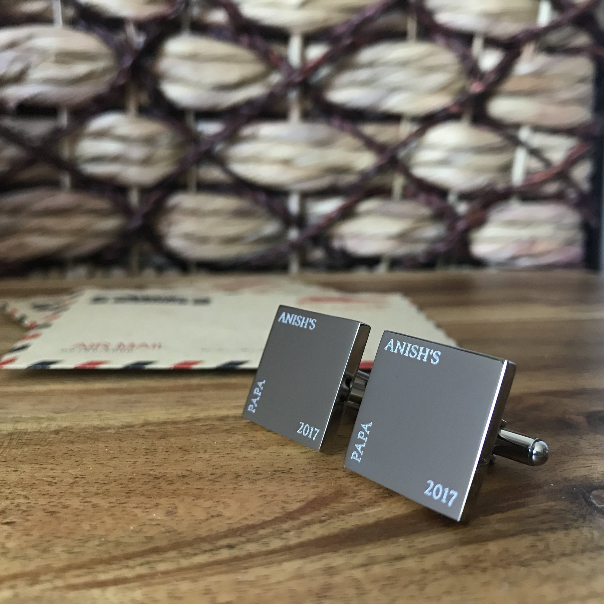 My Daddy – Minimalist Engraved square stainless steel cufflinks