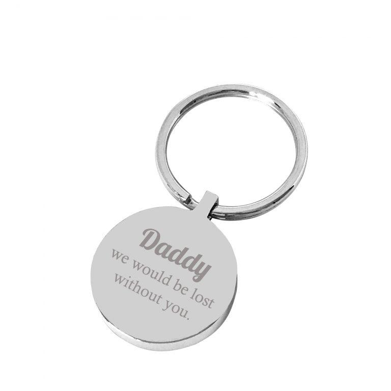 Lost without you – Silver engraved personalised keyring