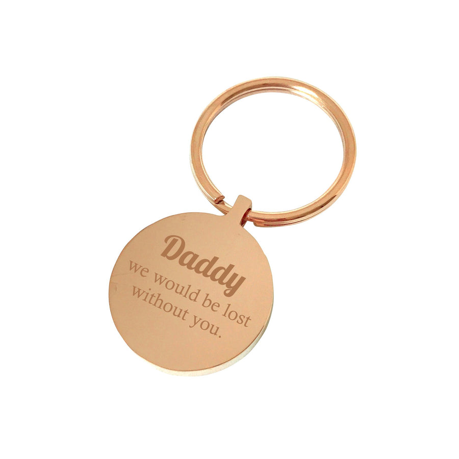 Lost without you – Rose gold engraved personalised keyring