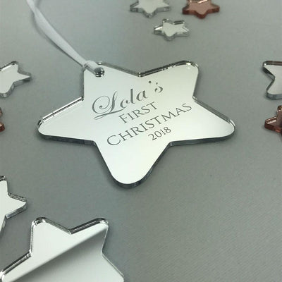 Personalised My 1st Christmas Star Ornament - Mirror Acrylic