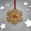Personalised Name Snowflake Christmas Ornament - Solid wood & Clear or Silver Acrylic