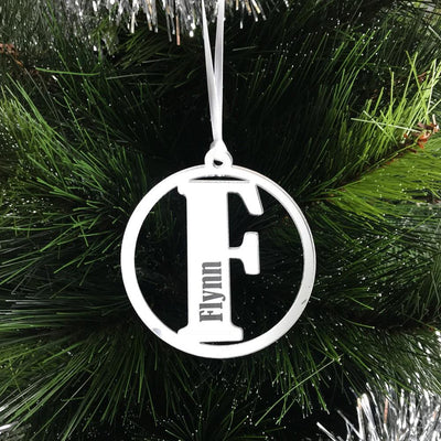 Personalised Letter Initial Mirror Acrylic Christmas Ornament