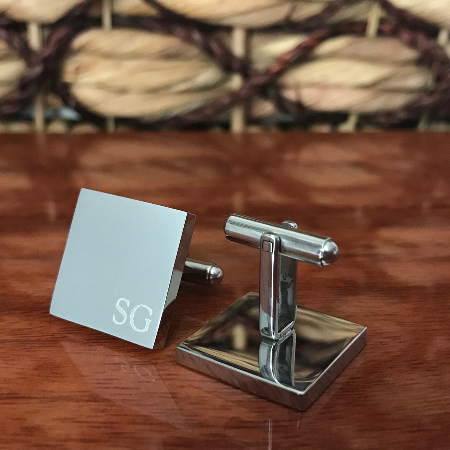 Minimalist Monogram – square silver cufflinks