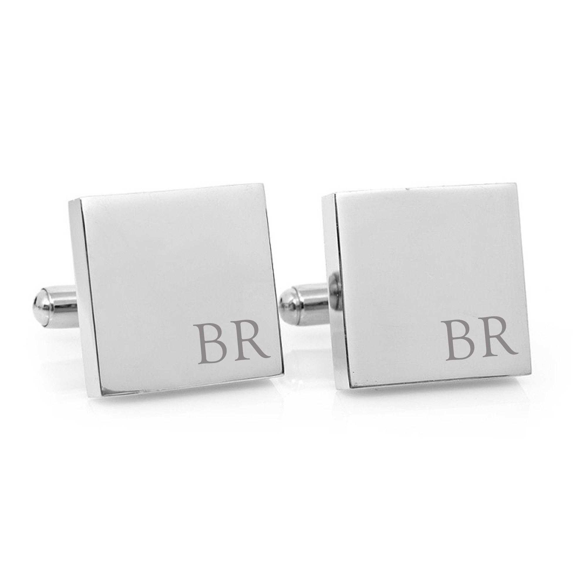 Minimalist Monogram – square silver cufflinks