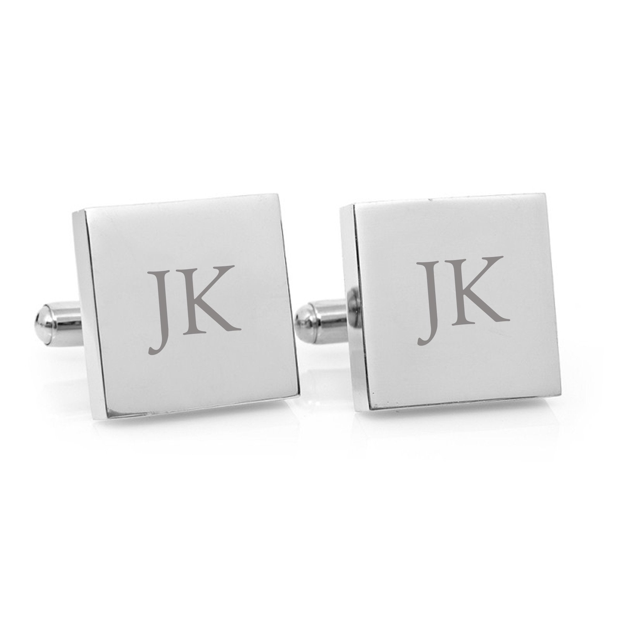 Classic Monogram – square stainless steel cufflinks