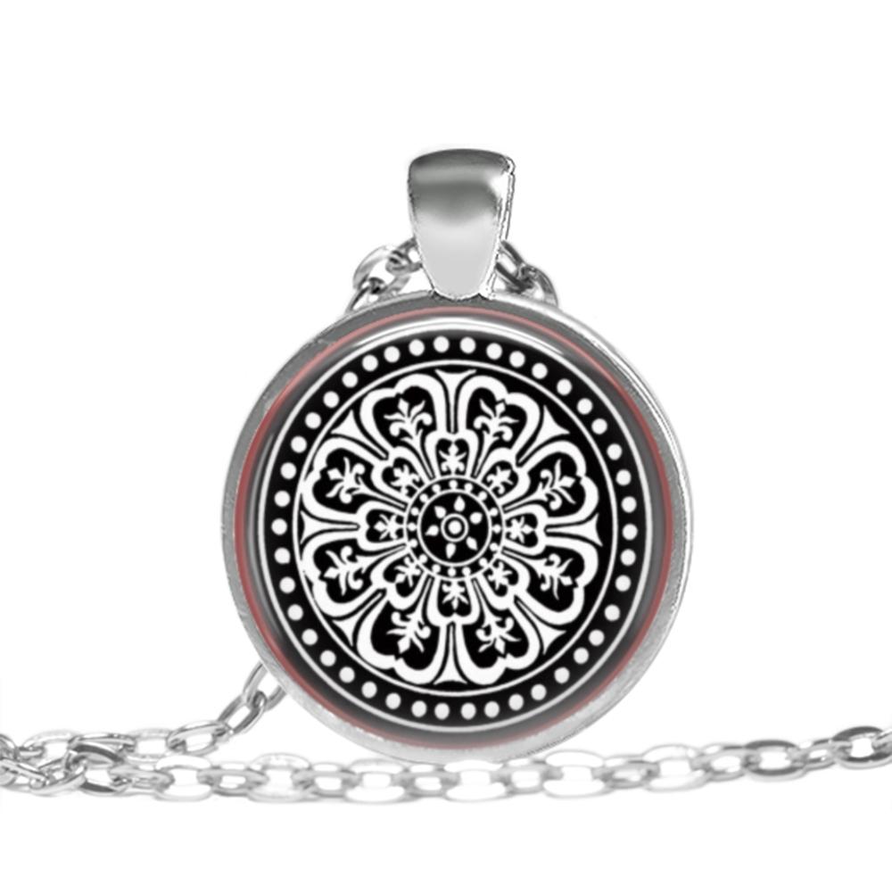 Moroccan Mandala - Red - Love Lucy Silver Pendant