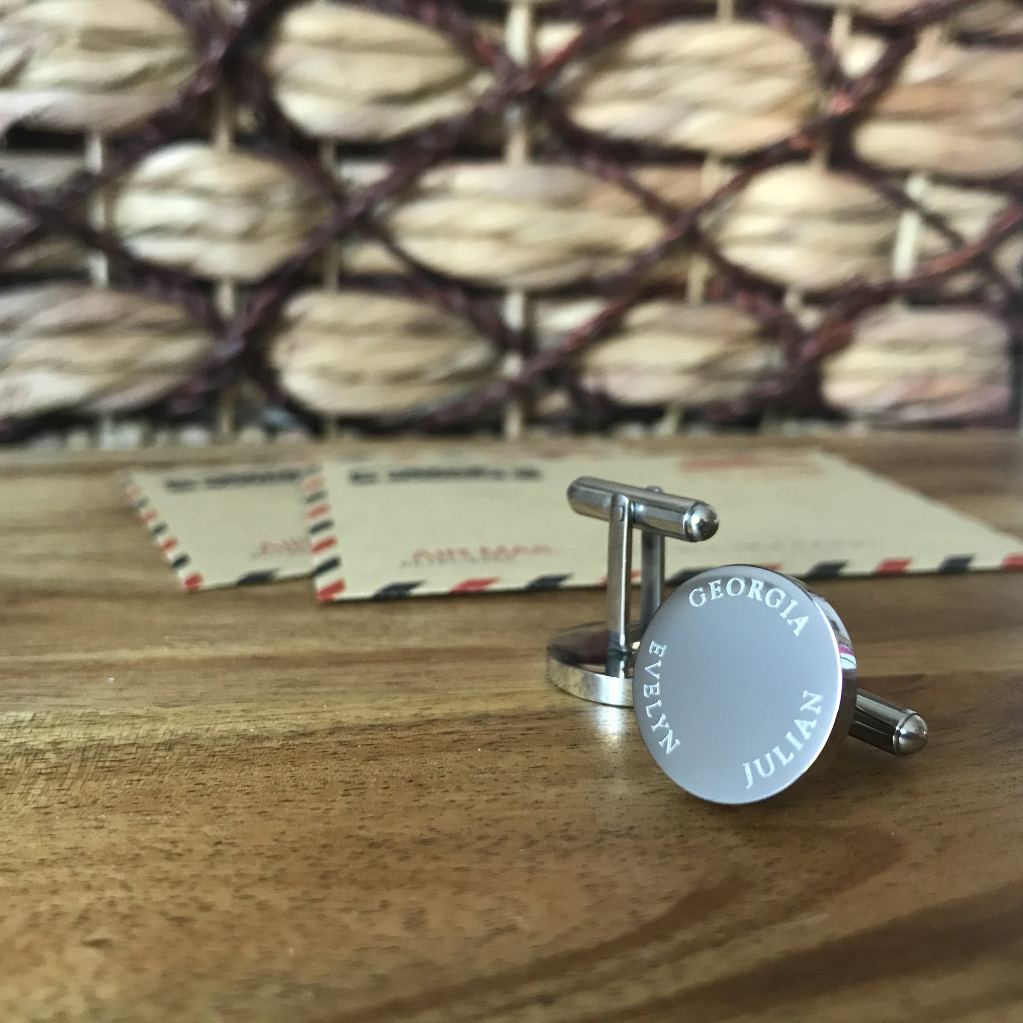 My Children – personalised round stainless steel cufflinks