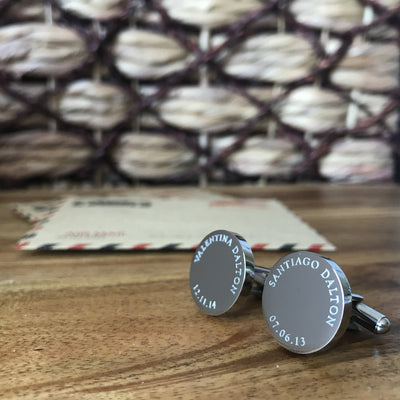My Children – personalised round stainless steel cufflinks