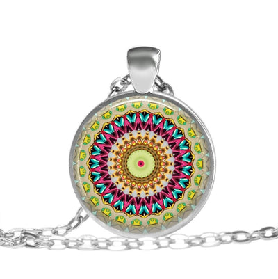 Kaleidoscope Mandala - Lime - Love Lucy Silver Pendant