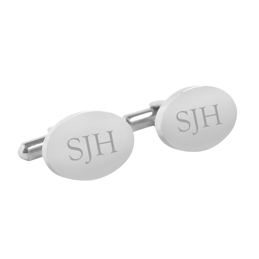 Classic Monogram – oval silver cufflinks