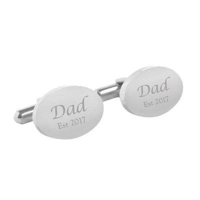 Dad Established – personalised oval stainless steel cufflinks
