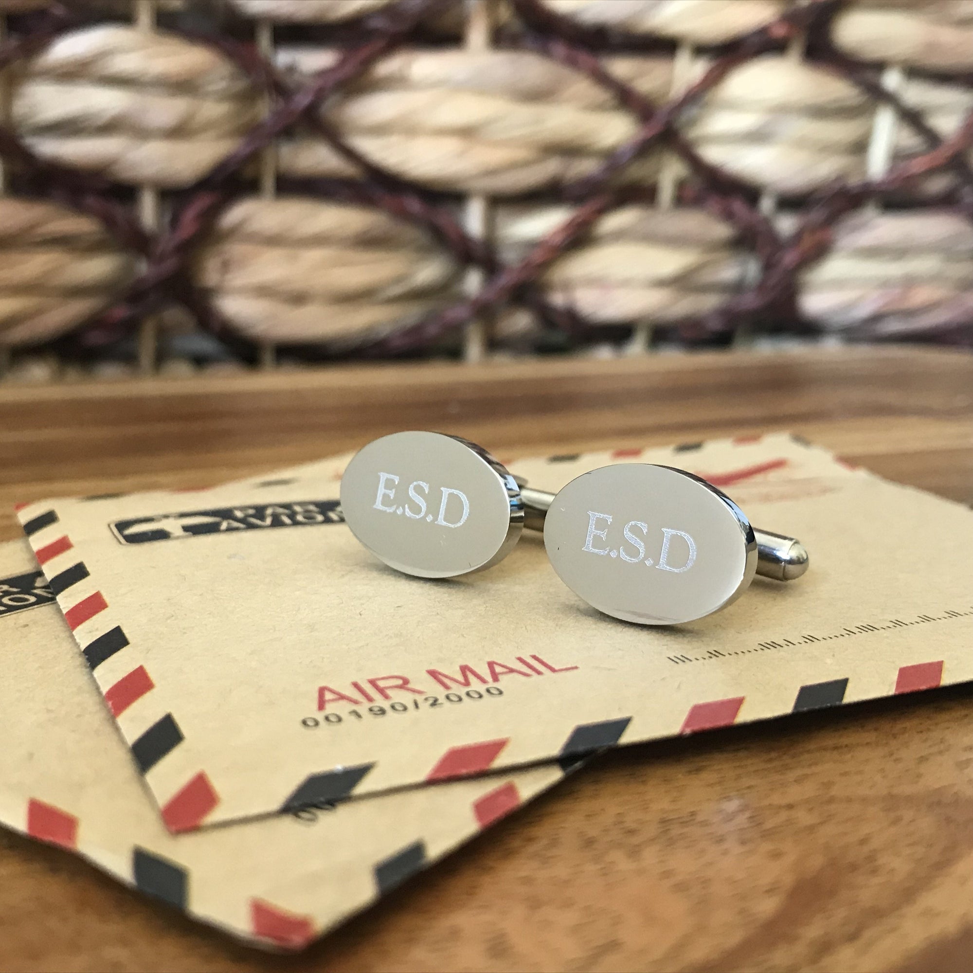 Classic Monogram – round stainless steel cufflinks