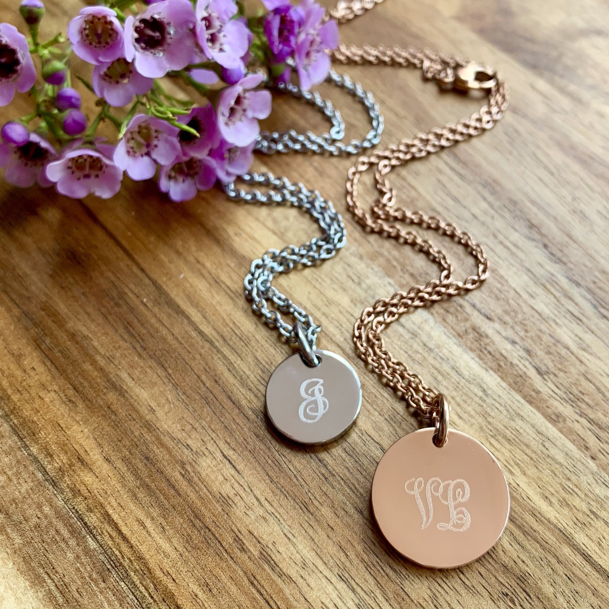 Silver Engraved Personalised Pendant – Roman numerals