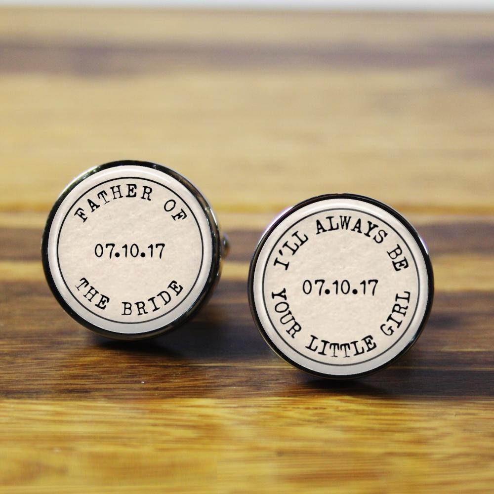 Father of the Bride, I’ll Always be your little girl – round stainless steel cufflinks