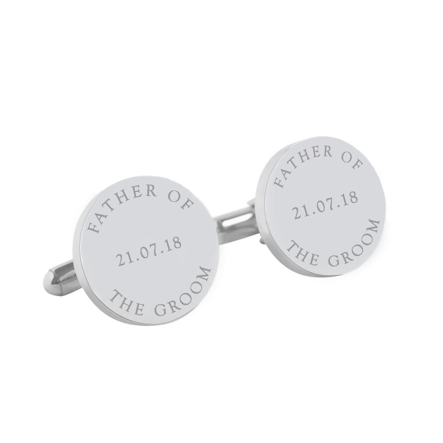 Father of the Groom - personalised round stainless steel wedding cufflinks
